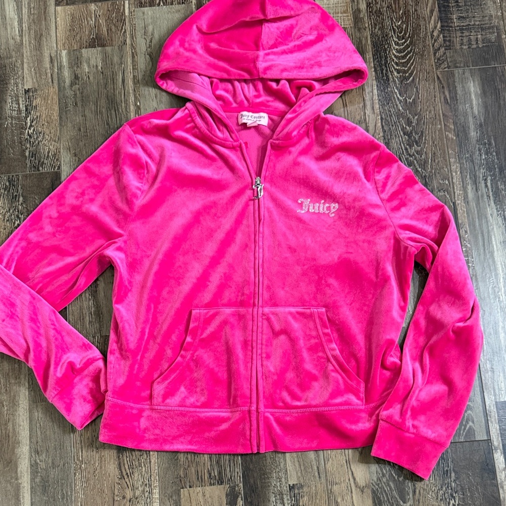 Juicy‎ Couture  Bright Pink Velour Zip Hoodie